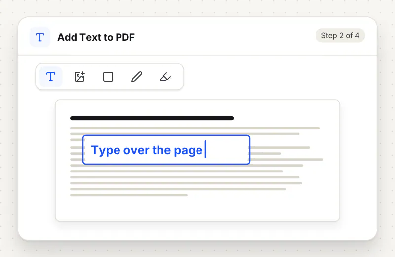 Add Text to PDF step 2: add and edit text on the page