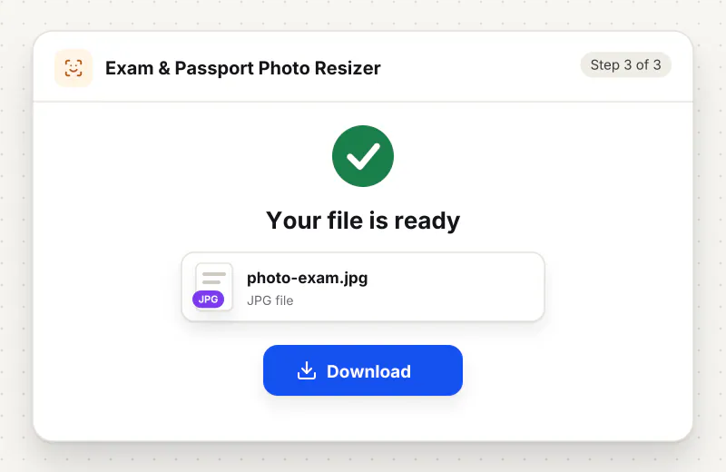Exam & Passport Photo Resizer step 3: download photo-exam.jpg