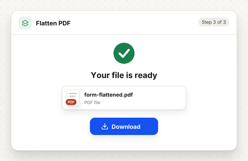 Flatten PDF step 3: download form-flattened.pdf