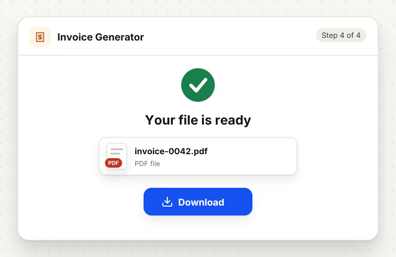 Free Invoice Generator step 4: download invoice-0042.pdf