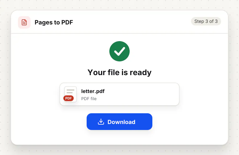 Pages to PDF Converter step 3: download letter.pdf