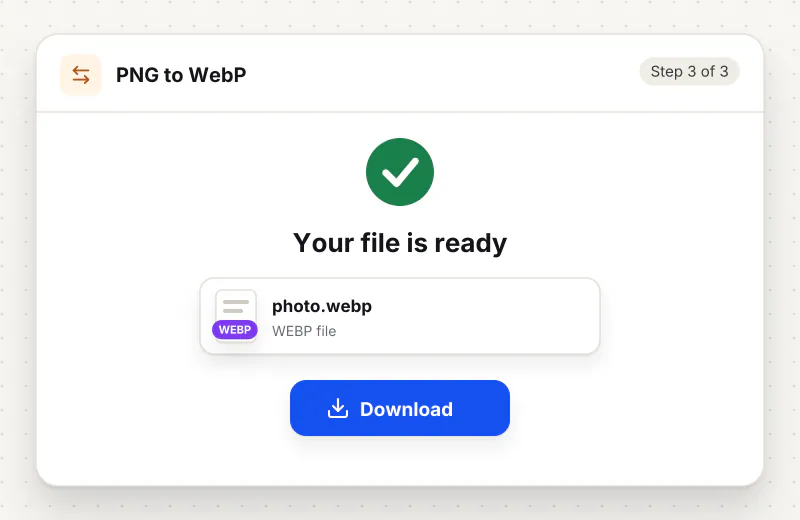 PNG to WebP Converter step 3: download photo.webp
