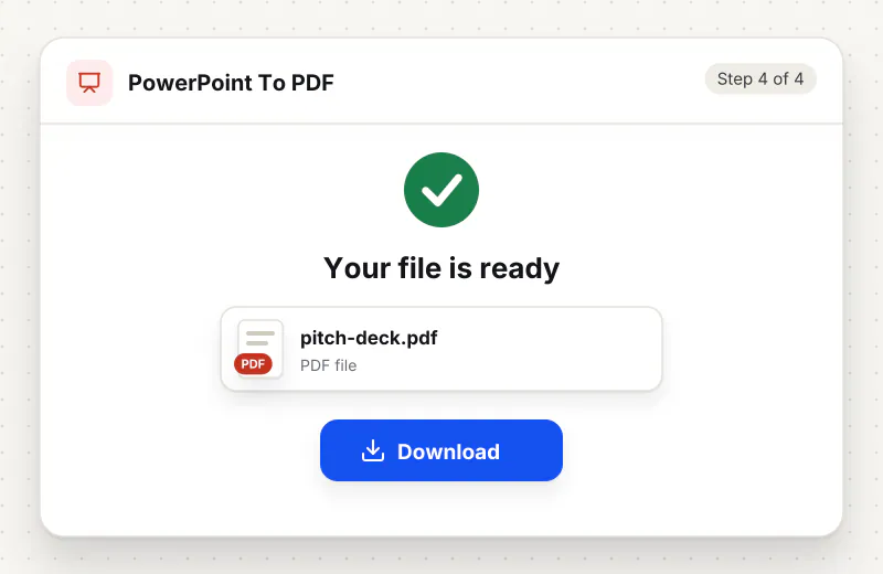 PowerPoint to PDF Converter step 4: download pitch-deck.pdf