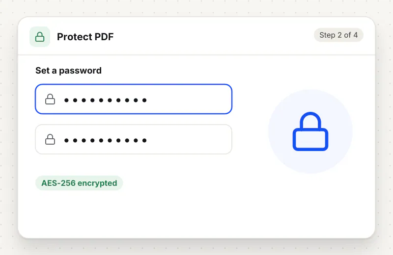 Password Protect PDF step 2: set a password with AES-256 encryption