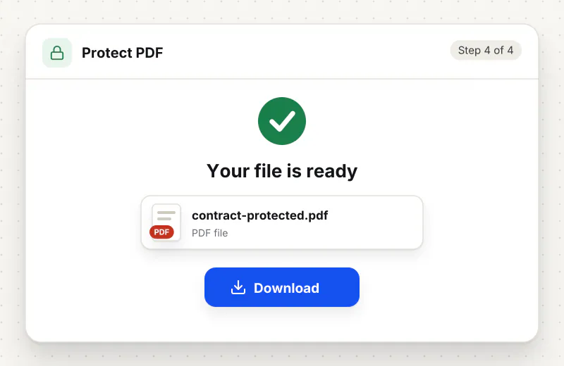 Password Protect PDF step 4: download contract-protected.pdf