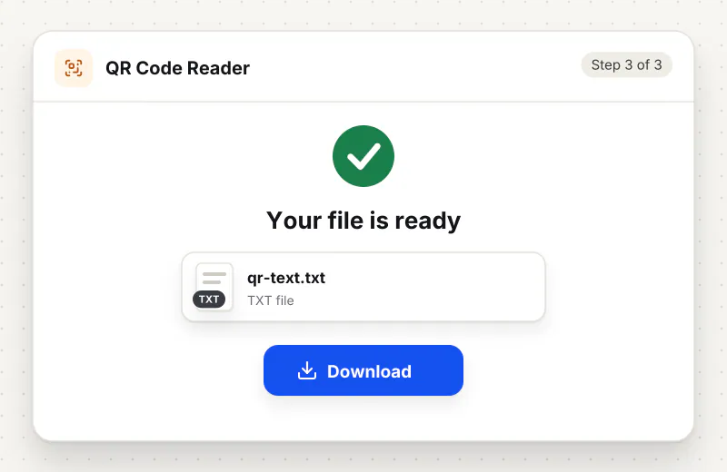 QR Code Reader step 3: download qr-text.txt