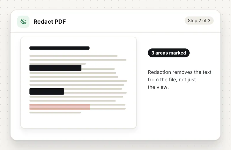 Redact PDF step 2: mark sensitive text for permanent redaction