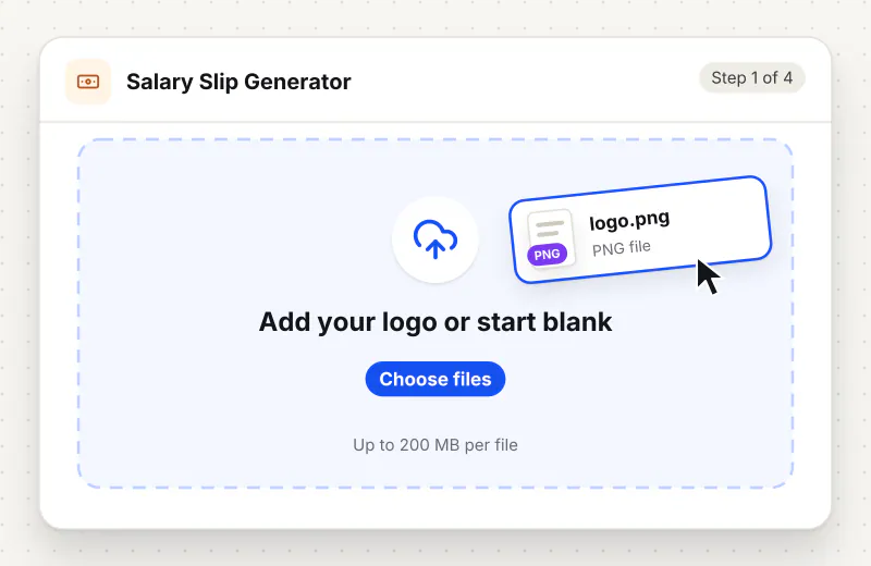 Salary Slip Generator step 1: start a new document and add a logo