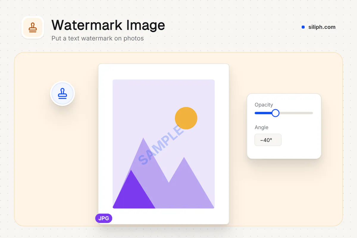 Watermark Image: SAMPLE text watermark placed diagonally across a photo on Siliph