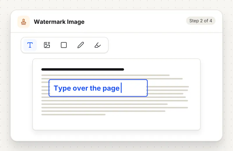 Watermark Image step 2: add and edit text on the page