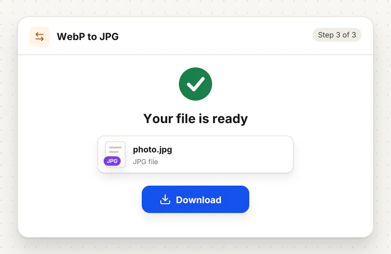 WebP to JPG Converter step 3: download photo.jpg