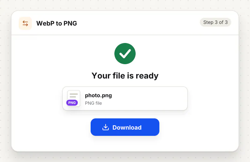 WebP to PNG Converter step 3: download photo.png