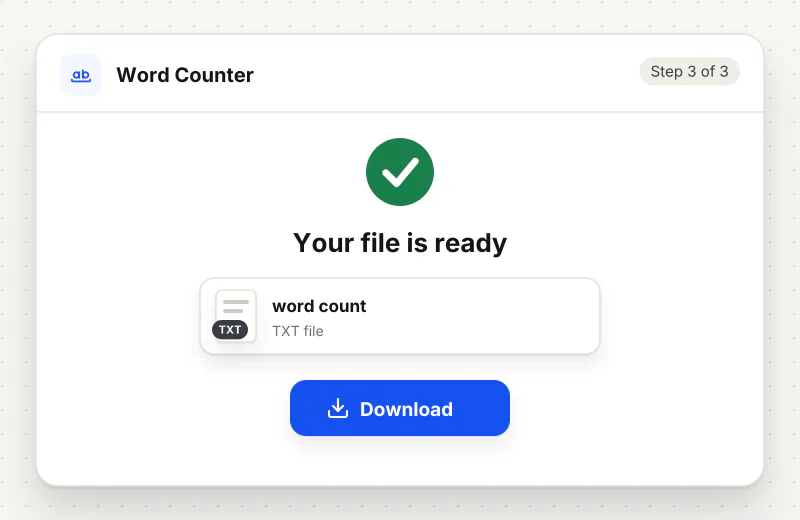 Word Counter step 3: download word count